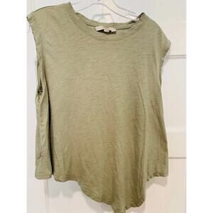 LOFT Olive Green Textured Sleeveless Muscle Tank Top Women's Large